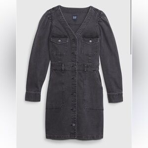 Gap Western Denim Mini Dress Black Wash Button Front Pockets